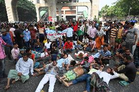 Battery-run Rickshaw Drivers Protest In Dhaka.