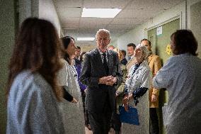 Michel Barnier Visits The House of Women of the AP-HP - Paris