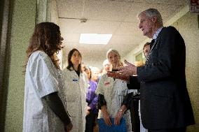 Michel Barnier Visits The House of Women of the AP-HP - Paris