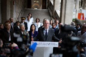 Michel Barnier Visits The House of Women of the AP-HP - Paris