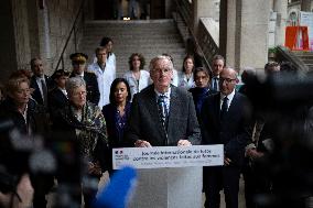 Michel Barnier Visits The House of Women of the AP-HP - Paris