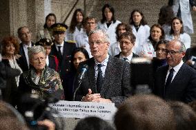 Michel Barnier Visits The House of Women of the AP-HP - Paris