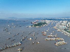 Fishing Boats Parked Port to Avoid Cold Wave