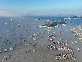 Fishing Boats Parked Port to Avoid Cold Wave