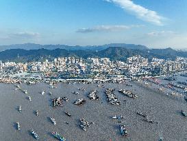 Fishing Boats Parked Port to Avoid Cold Wave