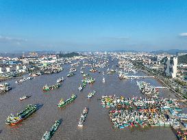 Fishing Boats Parked Port to Avoid Cold Wave