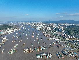 Fishing Boats Parked Port to Avoid Cold Wave