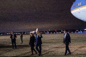 Biden Disembarks Air Force One - Joint Base Andrews