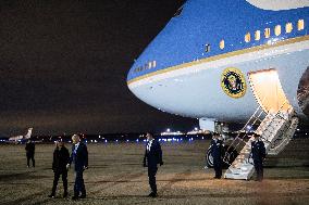 Biden Disembarks Air Force One - Joint Base Andrews