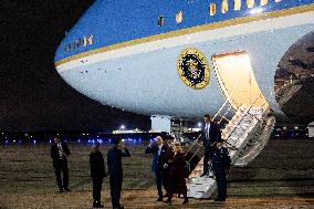 Biden Disembarks Air Force One - Joint Base Andrews