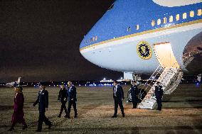 Biden Disembarks Air Force One - Joint Base Andrews