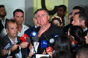 Former Brazilian President Jair Bolsonaro Speaks To The Press