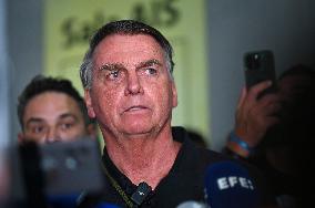 Former Brazilian President Jair Bolsonaro Speaks To The Press