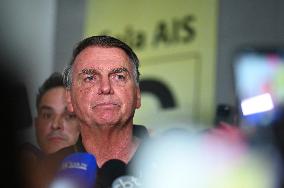 Former Brazilian President Jair Bolsonaro Speaks To The Press