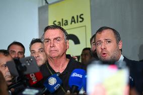 Former Brazilian President Jair Bolsonaro Speaks To The Press