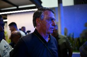 Former Brazilian President Jair Bolsonaro Speaks To The Press