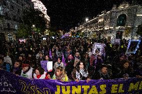 Demonstration In Madrid Against Violence Against Women For 25N