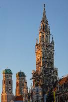 Marienplatz In Munich At Sunset In Advent