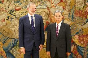 King Felipe VI Meets With Zhao Leji - Madrid