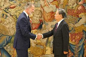 King Felipe VI Meets With Zhao Leji - Madrid