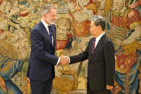 King Felipe VI Meets With Zhao Leji - Madrid