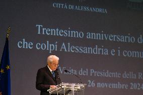 Sergio Mattarella At The 30th Anniversary Of The Flood That Hit Alessandria And Neighboring Municipalities