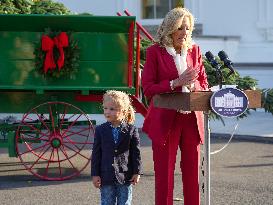 Presidential Grandson Beau Biden Joins The First Lady At The Arrival Of The White House Christmas Tree.