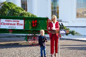 Presidential Grandson Beau Biden Joins The First Lady At The Arrival Of The White House Christmas Tree.