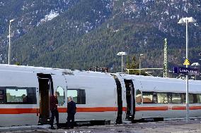 Deutsche Bahn ICE Train At Garmisch-Partenkirchen Train Station