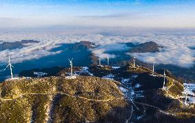 Wind Turbines On The Mountains - China