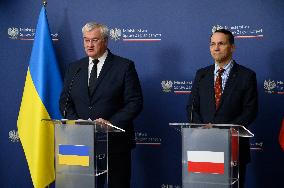 Poland's Foreign Affairs Minister Meets Ukraine's Foreign Minister Andrii Sybiha In Warsaw.