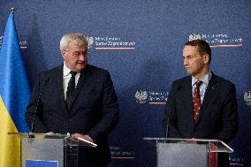 Poland's Foreign Affairs Minister Meets Ukraine's Foreign Minister Andrii Sybiha In Warsaw.