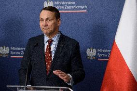 Poland's Foreign Affairs Minister Meets Ukraine's Foreign Minister Andrii Sybiha In Warsaw.