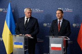 Poland's Foreign Affairs Minister Meets Ukraine's Foreign Minister Andrii Sybiha In Warsaw.