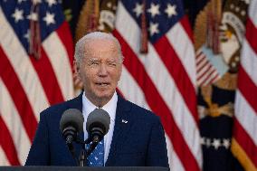 President Joe Biden makes a statement after the Israeli security cabinet approves a ceasefire in Lebanon