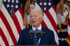 President Joe Biden makes a statement after the Israeli security cabinet approves a ceasefire in Lebanon