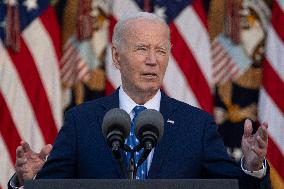 President Joe Biden makes a statement after the Israeli security cabinet approves a ceasefire in Lebanon