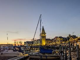 Christmas Market In Lindau At Lake Constance, Bodensee, Bavaria