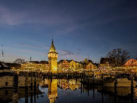 Christmas Market In Lindau At Lake Constance, Bodensee, Bavaria