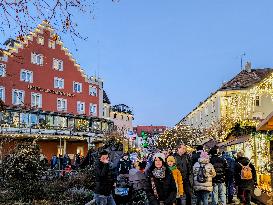 Christmas Market In Lindau At Lake Constance, Bodensee, Bavaria