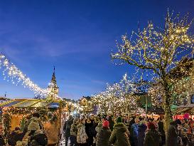 Christmas Market In Lindau At Lake Constance, Bodensee, Bavaria