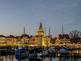 Christmas Market In Lindau At Lake Constance, Bodensee, Bavaria