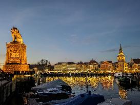 Christmas Market In Lindau At Lake Constance, Bodensee, Bavaria