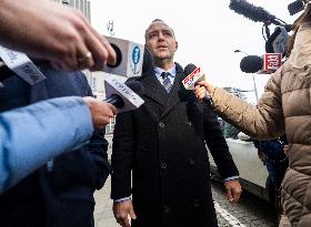 Presidential Candidate Karol Nawrocki At A Press Conference