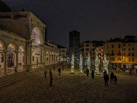 Christmas Illuminated City Of Udine, Italy