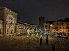 Christmas Illuminated City Of Udine, Italy