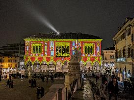 Christmas Illuminated City Of Udine, Italy