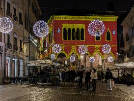 Christmas Illuminated City Of Udine, Italy