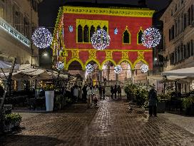 Christmas Illuminated City Of Udine, Italy