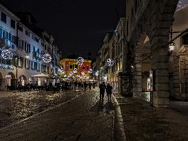 Christmas Illuminated City Of Udine, Italy